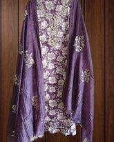Elegant Cotton Suit with Kashmiri Embroidery & Muslin Dupatta
